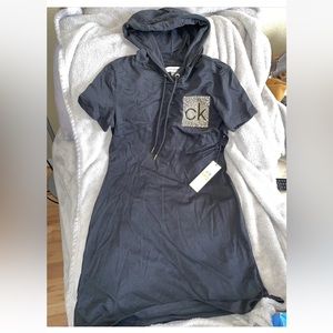 Calvin Klein Women’s Black Hooded t shirt dress Size S